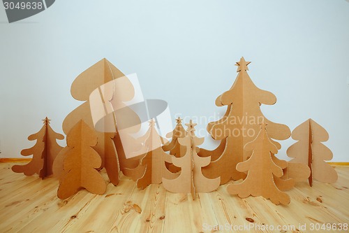 Image of Christmas Tree Made Of Cardboard. New Year