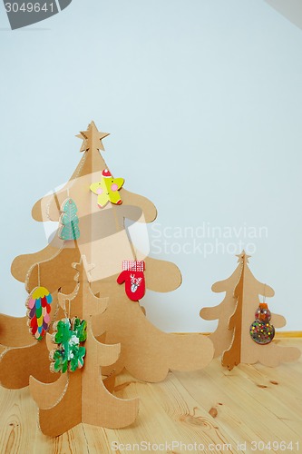 Image of Christmas Tree Made Of Cardboard. New Year