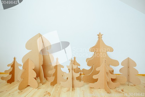 Image of Christmas Tree Made Of Cardboard. New Year