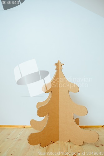 Image of Christmas Tree Made Of Cardboard. New Year