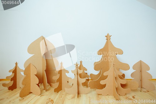 Image of Christmas Tree Made Of Cardboard. New Year