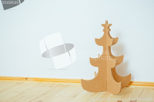 Image of Christmas Tree Made Of Cardboard. New Year