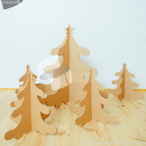 Image of Christmas Tree Made Of Cardboard. New Year