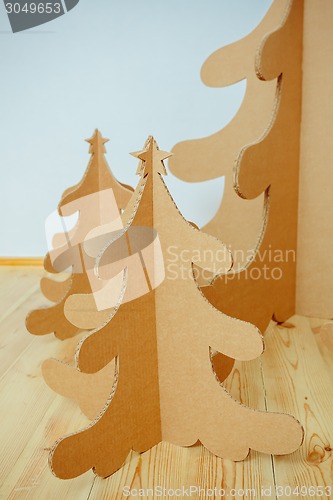 Image of Christmas Tree Made Of Cardboard. New Year