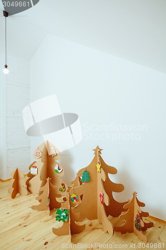 Image of Christmas Tree Made Of Cardboard. New Year