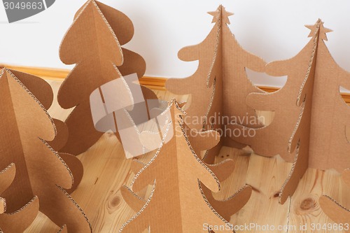 Image of Christmas Tree Made Of Cardboard. New Year