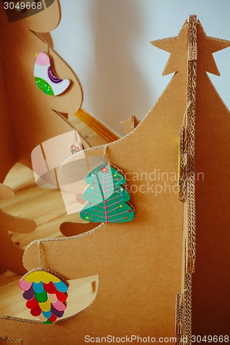 Image of Christmas Tree Made Of Cardboard. New Year