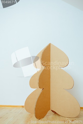 Image of Christmas Tree Made Of Cardboard. New Year