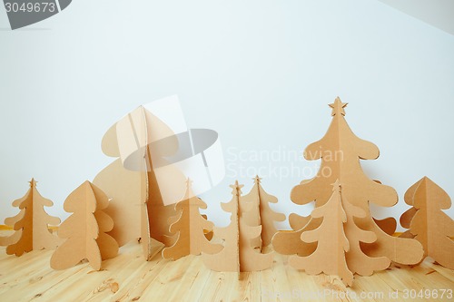 Image of Christmas Tree Made Of Cardboard. New Year