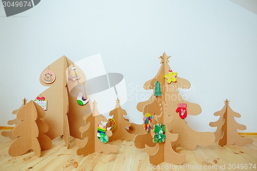 Image of Christmas Tree Made Of Cardboard. New Year