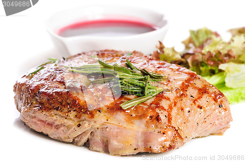 Image of Grilled steaks and vegetable salad