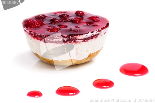 Image of Raspberry cheese cake and ice cream ball