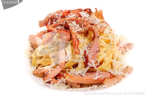 Image of Pasta Carbonara with bacon and cheese