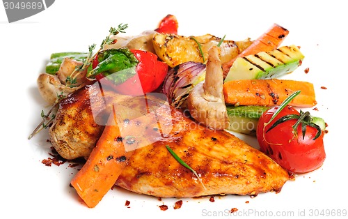 Image of grilled chicken fillet and vegetables