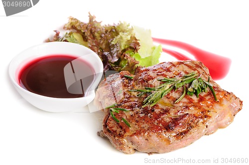 Image of Grilled steaks and vegetable salad