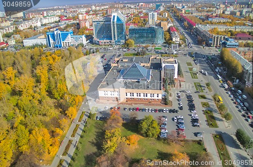 Image of Aerial view on business buildings in Tyumen