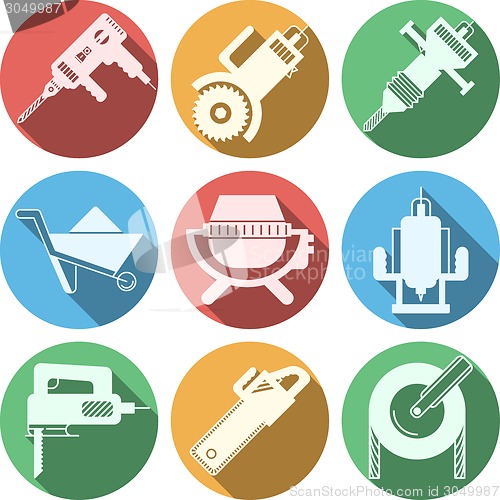 Image of Flat vector icons for construction equipment