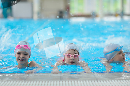 Image of children group  at swimming pool