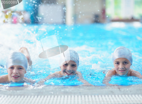 Image of children group  at swimming pool