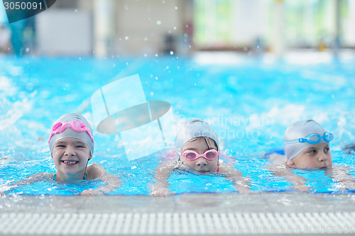 Image of children group  at swimming pool