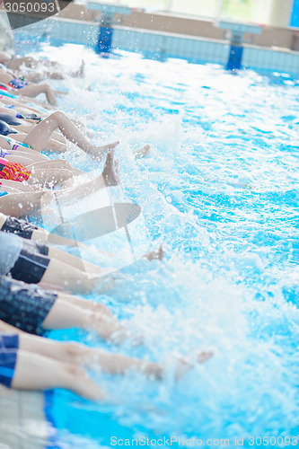 Image of children group  at swimming pool