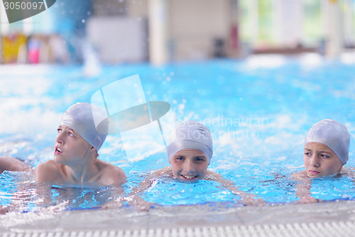 Image of children group  at swimming pool