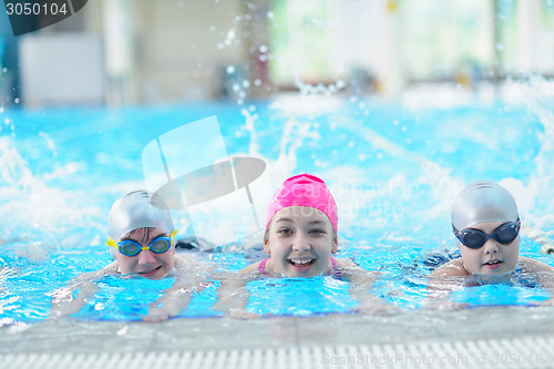 Image of children group  at swimming pool
