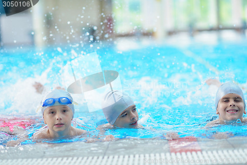 Image of children group  at swimming pool