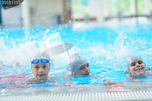 Image of children group  at swimming pool