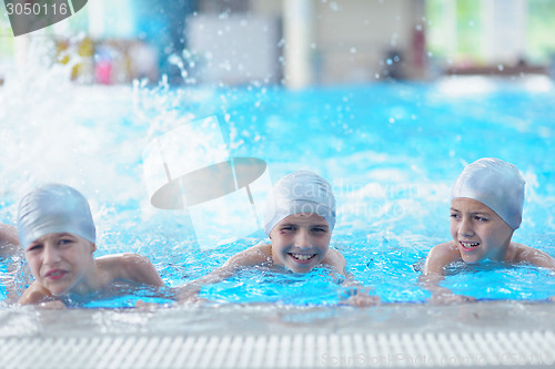 Image of children group  at swimming pool