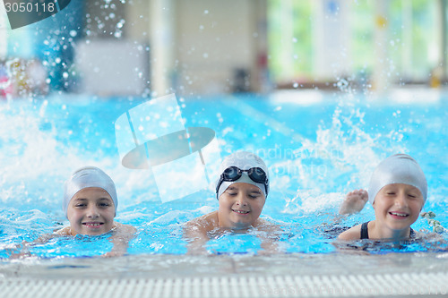 Image of children group  at swimming pool