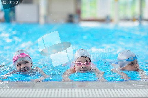 Image of children group  at swimming pool