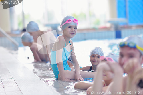 Image of children group  at swimming pool