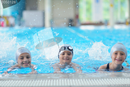 Image of children group  at swimming pool