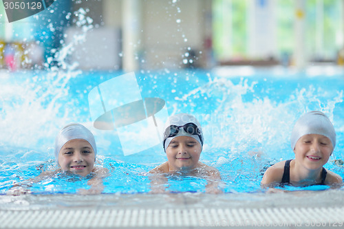 Image of children group  at swimming pool