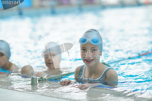 Image of children group  at swimming pool