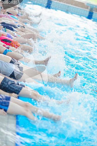 Image of children group  at swimming pool