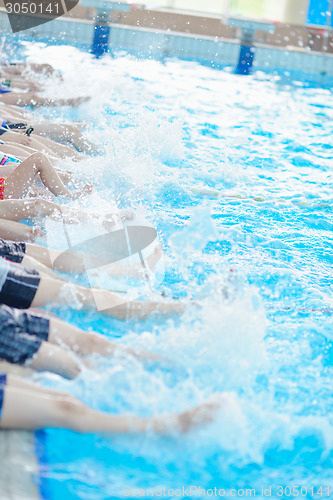 Image of children group  at swimming pool