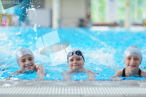 Image of children group  at swimming pool