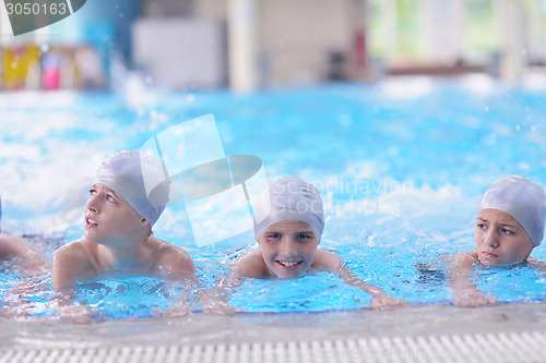 Image of children group  at swimming pool