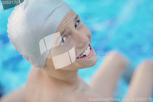 Image of child portrait on swimming pool