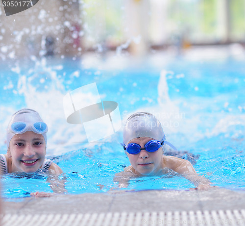 Image of children group  at swimming pool