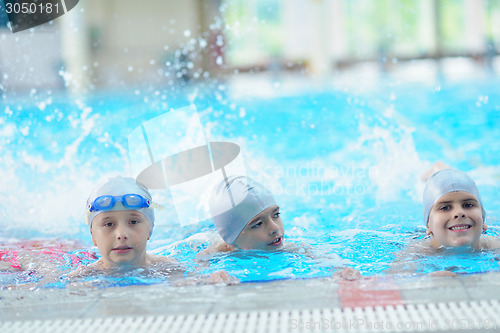 Image of children group  at swimming pool