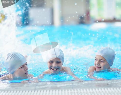 Image of children group  at swimming pool