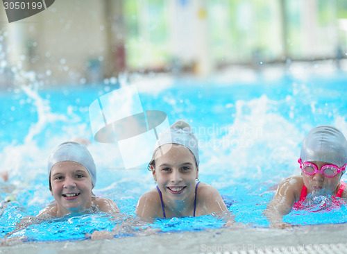 Image of children group  at swimming pool