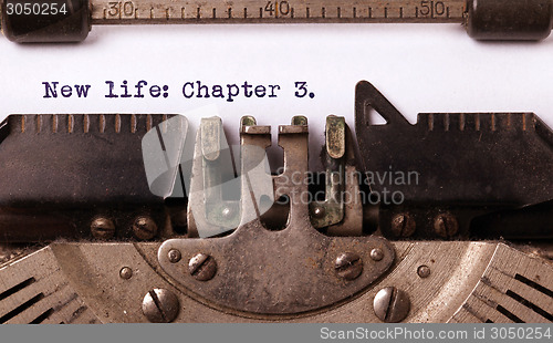 Image of Vintage inscription made by old typewriter