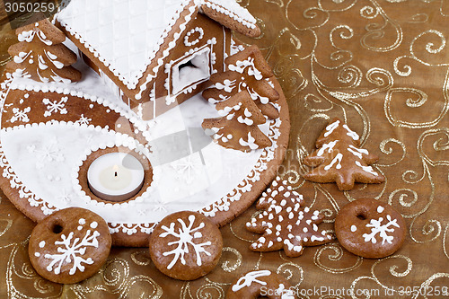 Image of homenade Holiday Gingerbread house