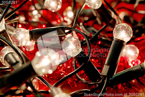 Image of white christmas lights background