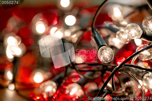 Image of white christmas lights background