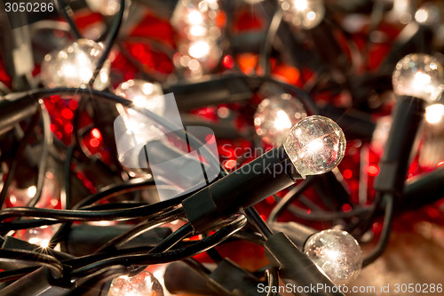 Image of white christmas lights background